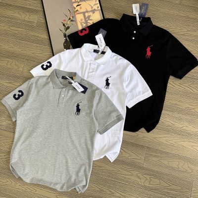 Luxury Ralph Lauren Short-Sleeved T-Shirts Black Cotton Classic Luxury