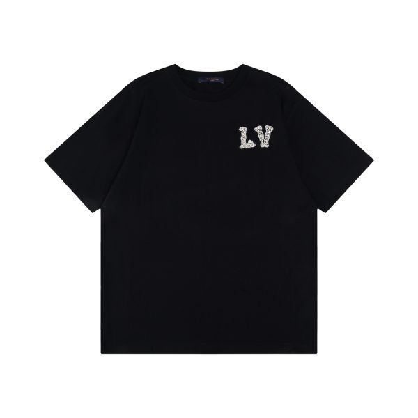 High Quality Louis Vuitton Short Sleeves Cotton Rhinestone Style