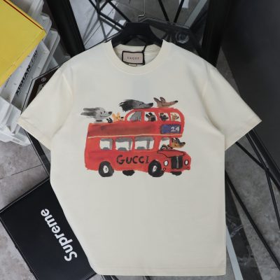Luxury Gucci Short Sleeves Beige Print Luxury