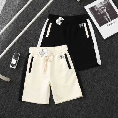 Premium Quality Loewe Shorts Black Embroidered Collection