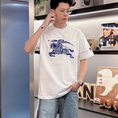 Premium Quality Burberry Short Sleeves Black Cotton Embroidery Collection