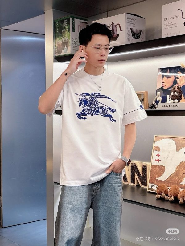 Premium Quality Burberry Short Sleeves Black Cotton Embroidery Collection