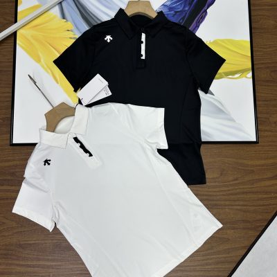 Best Selling Descente Short-Sleeved Black Cotton Sporty Luxury
