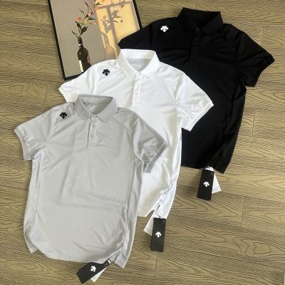 Luxury Descente Short-Sleeved Black Polyester Breathable Collection