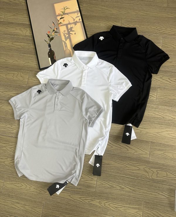 Luxury Descente Short-Sleeved Black Polyester Breathable Collection