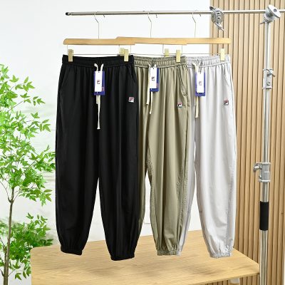 Luxury Fila Casual Pants Black Silk Casual Style
