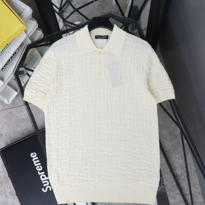 Premium Dolce & Gabbana Short-Sleeved T-Shirts White Wool Logo Style