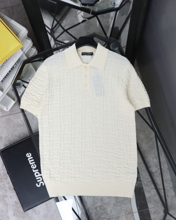 Premium Dolce & Gabbana Short-Sleeved T-Shirts White Wool Logo Style