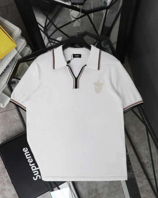Premium Fendi Short-Sleeved T-Shirts White Knit Logo Collection