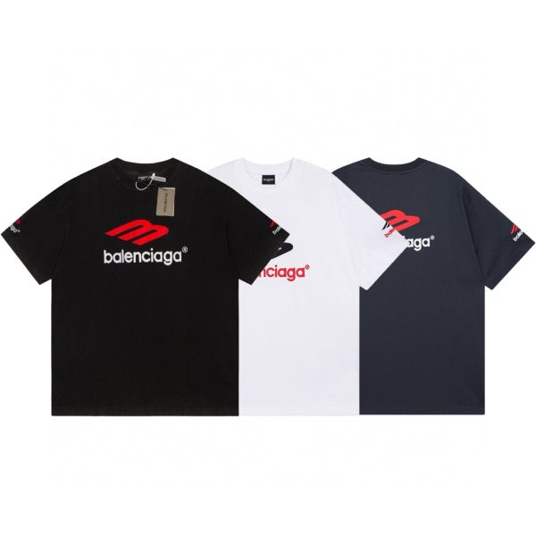 High Quality Balenciaga Short Sleeves White Cotton Logo Luxury