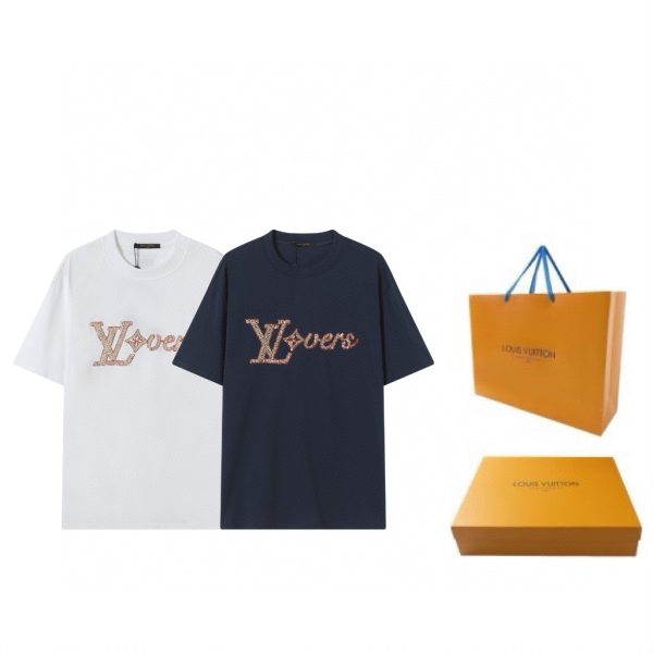 Premium Quality Louis Vuitton Short Sleeves White Cotton Embroidery Style