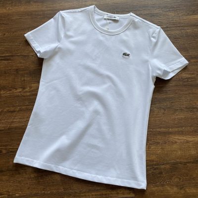 High Quality Lacoste Short Sleeves White Cotton Solid Collection