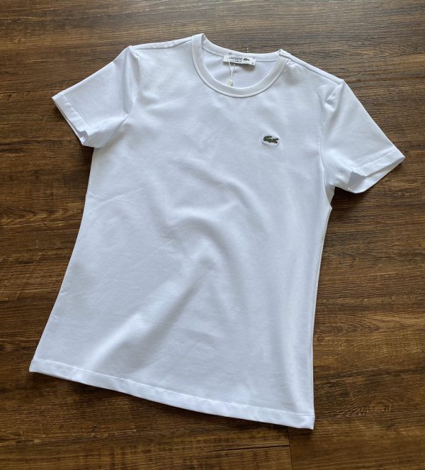 High Quality Lacoste Short Sleeves White Cotton Solid Collection