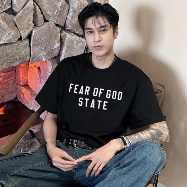 Luxury Fear Of God Short Sleeves Black Cotton Print Collection