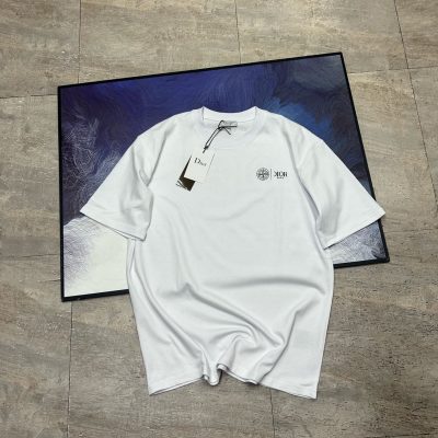Premium Dior Short Sleeves Black Cotton Casual Style