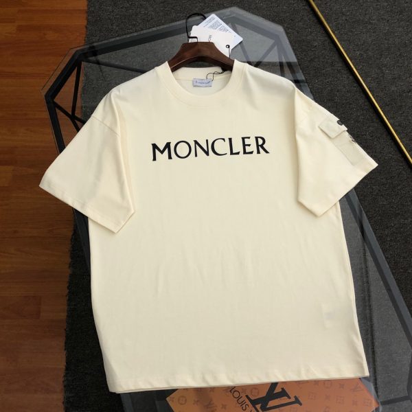 Luxury Moncler Short Sleeves Black Cotton Print Luxury