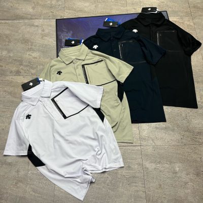 Luxury Descente Short-Sleeved Green Cotton Patchwork Style