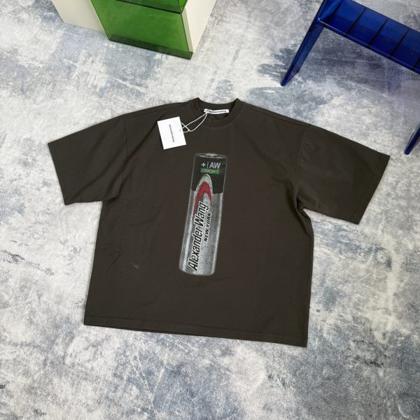 Premium Alexander Wang Short-Sleeved T-Shirt Black Cotton Graphic Style