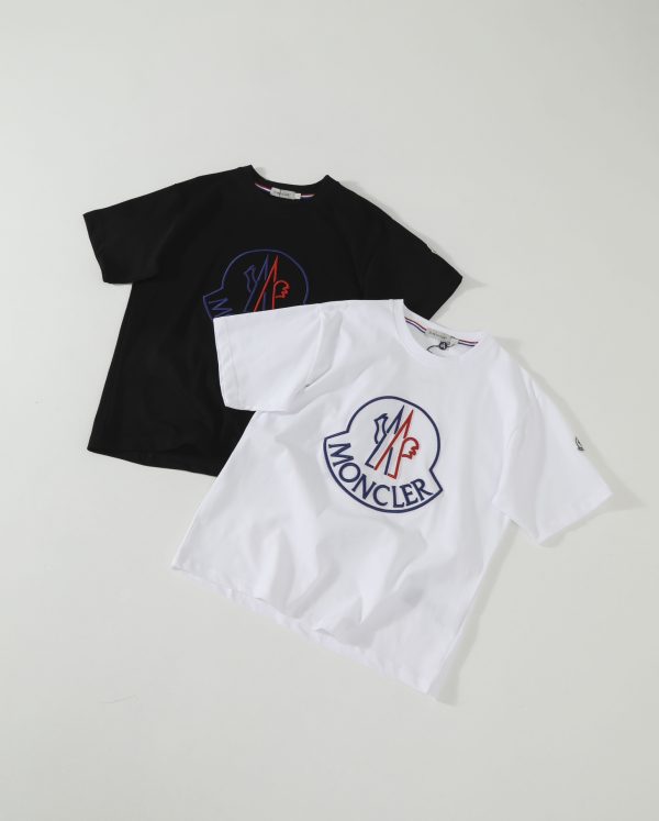 High Quality Moncler Short Sleeves Black Cotton Embroidered Luxury
