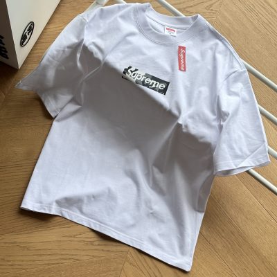 High Quality Supreme Short Sleeves White Cotton Logo Luxury