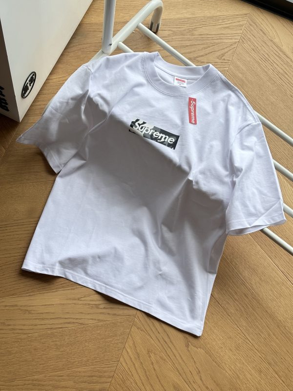 High Quality Supreme Short Sleeves White Cotton Logo Luxury