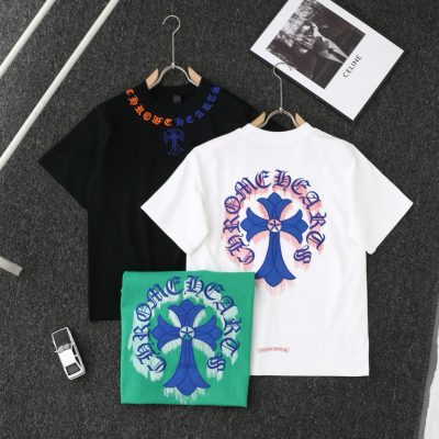 Premium Chrome Hearts Short-Sleeved Shirt Black Cotton Embroidered Collection