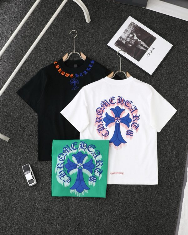 Premium Chrome Hearts Short-Sleeved Shirt Black Cotton Embroidered Collection