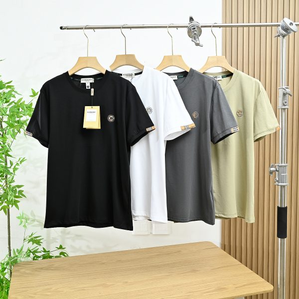 Luxury Burberry Short Sleeves Black Cotton Breathable Style