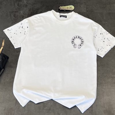 Premium Quality Chrome Hearts Short Sleeves White Cotton Washed Luxury
