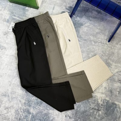 High Quality Ralph Lauren Trousers Black Linen Embroidered Collection