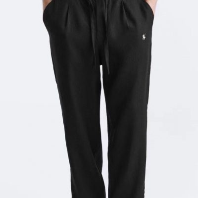 Premium Ralph Lauren Trousers Black Linen Embroidered Collection