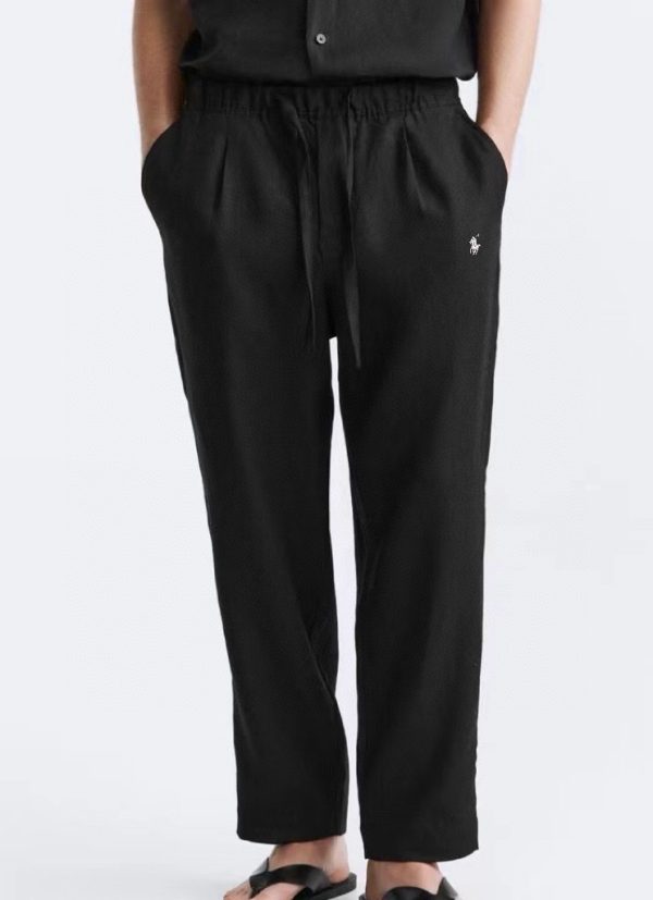 Premium Ralph Lauren Trousers Black Linen Embroidered Collection