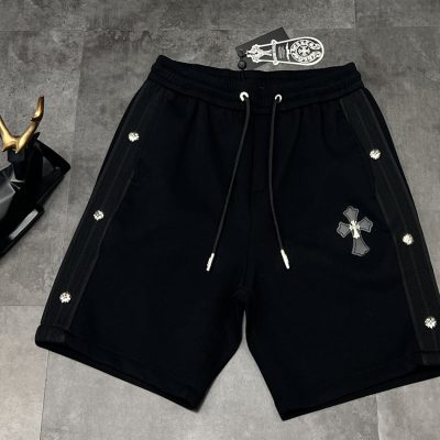 Premium Quality Chrome Hearts Shorts Silver Leather Embroidered Luxury