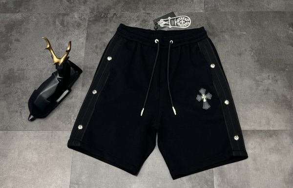 Premium Quality Chrome Hearts Shorts Silver Leather Embroidered Luxury