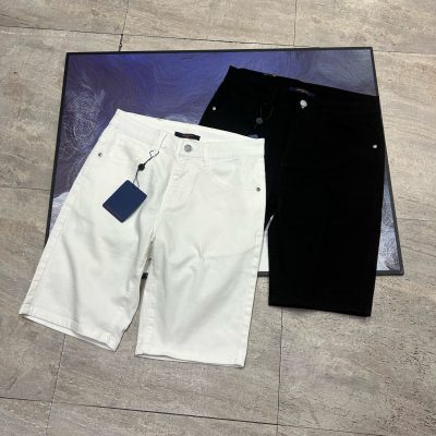 Premium Louis Vuitton Shorts Black Leather Washed Collection