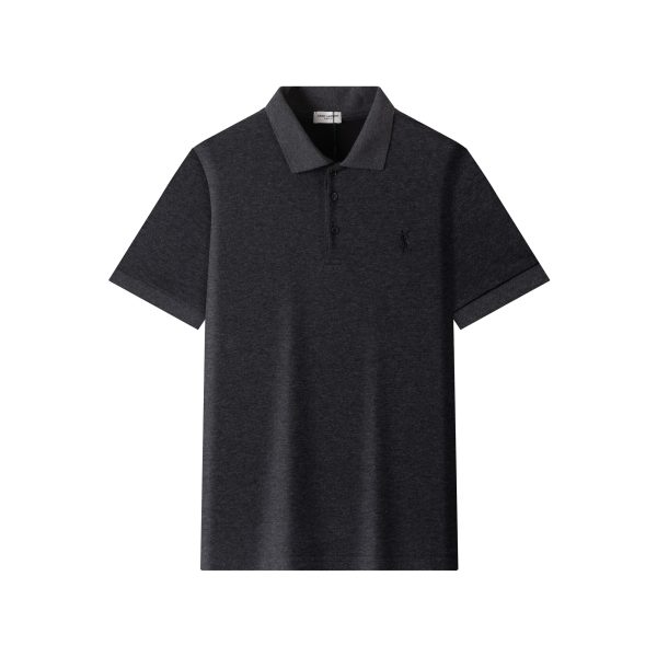 High Quality Saint Laurent Short-Sleeved Grey Embroidered Luxury