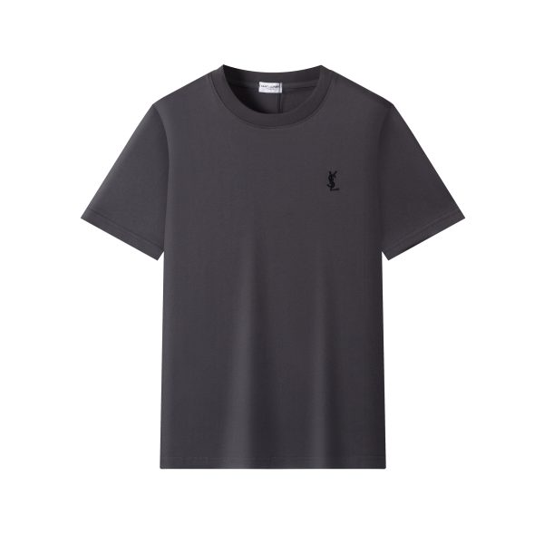 Premium Saint Laurent Short Sleeves Gray Knit Embroidered Collection