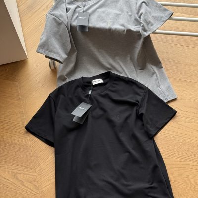 Best Selling Saint Laurent Short Sleeves Black Cotton Logo Luxury
