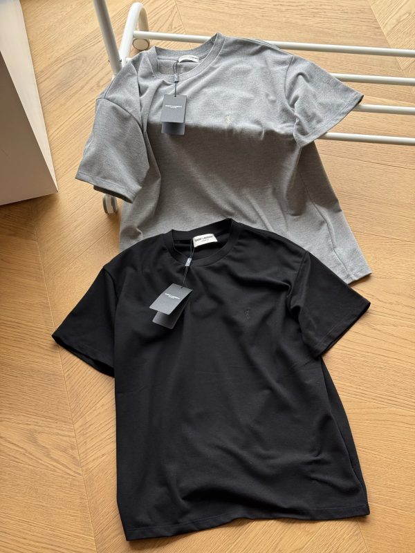 Best Selling Saint Laurent Short Sleeves Black Cotton Logo Luxury