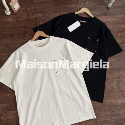 Best Selling Margiela Short Sleeves Black Cotton Embroidered Style