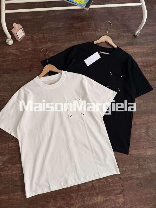 High Quality Margiela Short Sleeves Black Cotton Embroidered Luxury