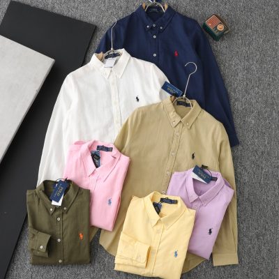 Premium Quality Ralph Lauren Long Sleeves White Linen Embroidered Collection