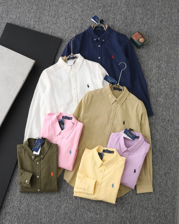 Premium Quality Ralph Lauren Long Sleeves White Linen Embroidered Collection