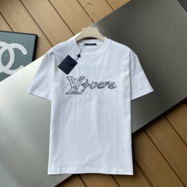 High Quality Louis Vuitton Short Sleeves Black Cotton Logo Collection