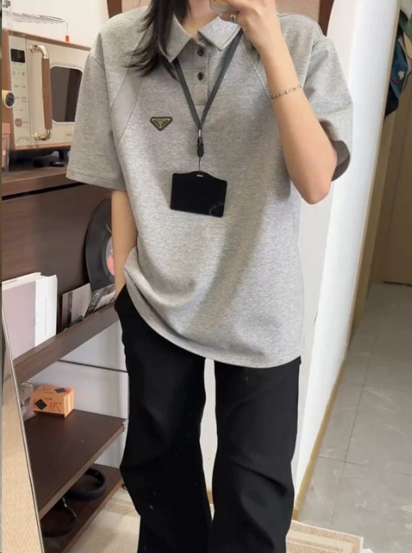 High Quality Prada Short Sleeves Gray Cotton Patchwork Collection