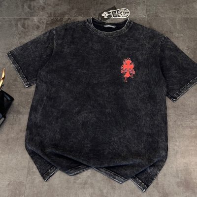 Best Selling Chrome Hearts Short-Sleeved Shirt Red Cotton Breathable Collection