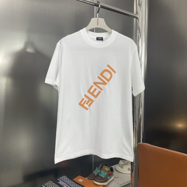 Luxury Fendi Short Sleeves White Cotton Print Luxury