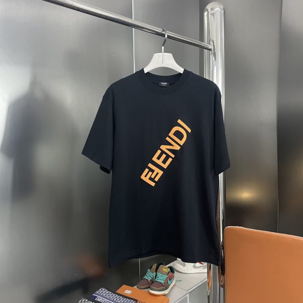 Luxury Fendi Short Sleeves Black Cotton Print Luxury