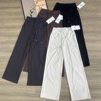 Best Selling Lululemon Straight-Leg Pants Black Spandex Logo Style
