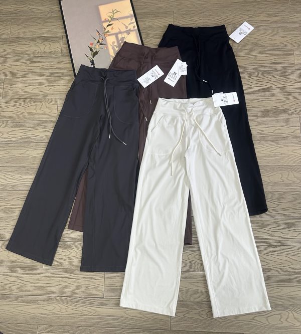 Premium Quality Lululemon Straight-Leg Pants Black Spandex Logo Luxury